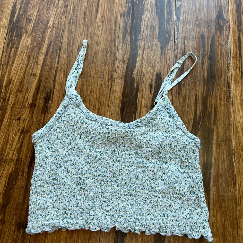 Wild Fable Blue Floral Crop Top Size: M